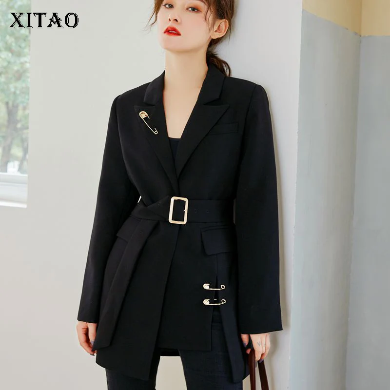 XITAO, французский стиль, женские блейзеры и куртки, с пряжкой, бандажный Блейзер, миноритарный, элегантный, весна, модный, нестандартный костюм, DMY2507
