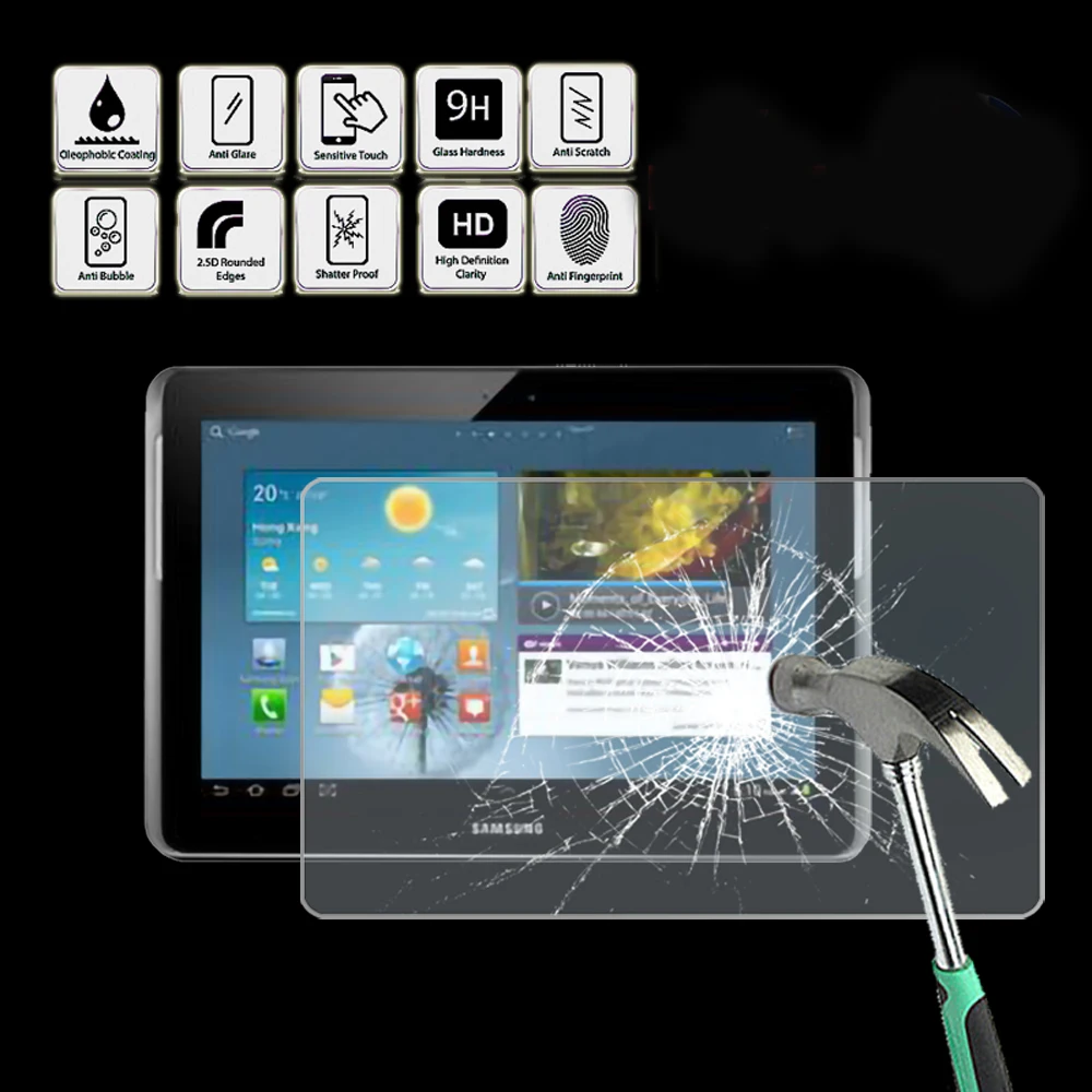 

For Samsung Galaxy Tab 2 P5100 10.1" - Tablet Tempered Glass Screen Protector Cover Screen Film Protector Guard Cover