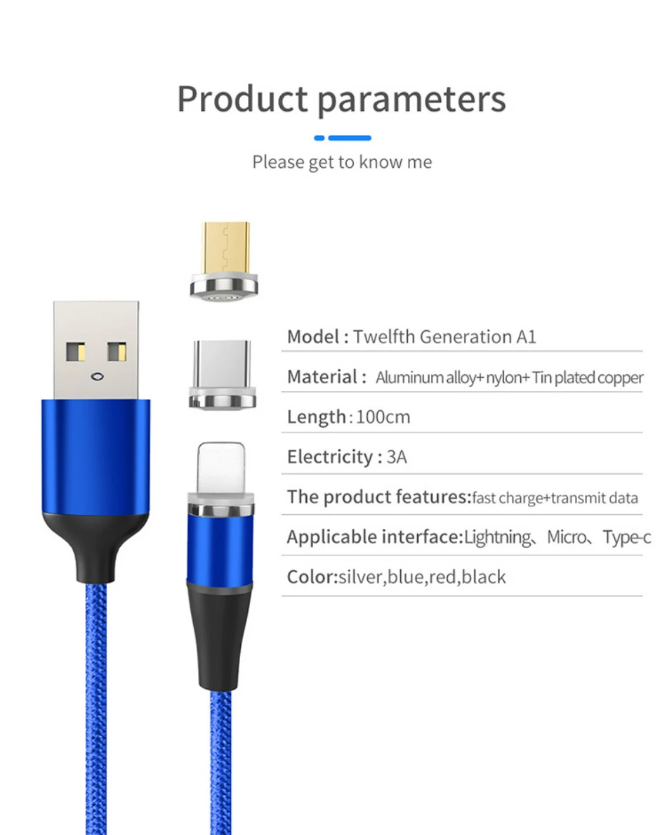 KSTUCNE 1M 2M 3A Магнитный USB кабель для быстрой зарядки и передачи данных для iPhone Xs Max магнитное зарядное устройство Micro usb type C кабель для samsung