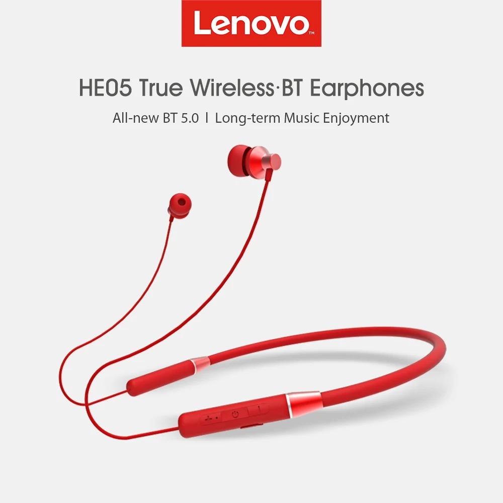 Lenovo HE05 Bluetooth наушники BT5.0 Спортивная гарнитура с защитой от пота беспроводные наушники для бега с шумоподавлением магнитные наушники
