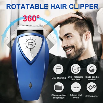

Hair Trimmer Rechargeable 360 Degree Rotating Self-service Haircuts Hair Clipper Hair Cutter Beard Trimmer USB Rechargeable