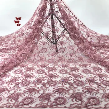 

Madison Sequins Design French Tulle Lace Fabric High Quality African Lace Fabric Nigerian Sequins Mesh Lace Fabric For Wedding