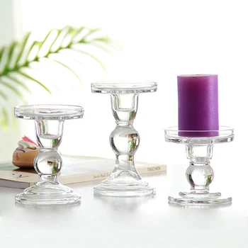 

High Candlestick Transparent Glass Candle Holders Perfect Decoration Candlesticks for Wedding Candlelight Dinner FPing