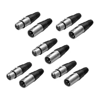 

Male / Female XLR Jack 3 Pin Microphone Audio Connector (5 Pair)