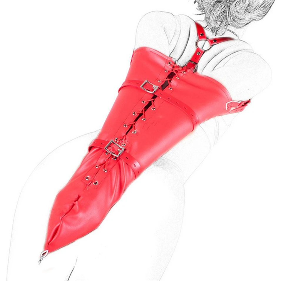 Sex Bondage Toys BDSM Bondage Leg/Arm Binder Behind Back Straight Jacket SM Leather Armbinder Restraint Slave Lockable Glove Shoulder Straps