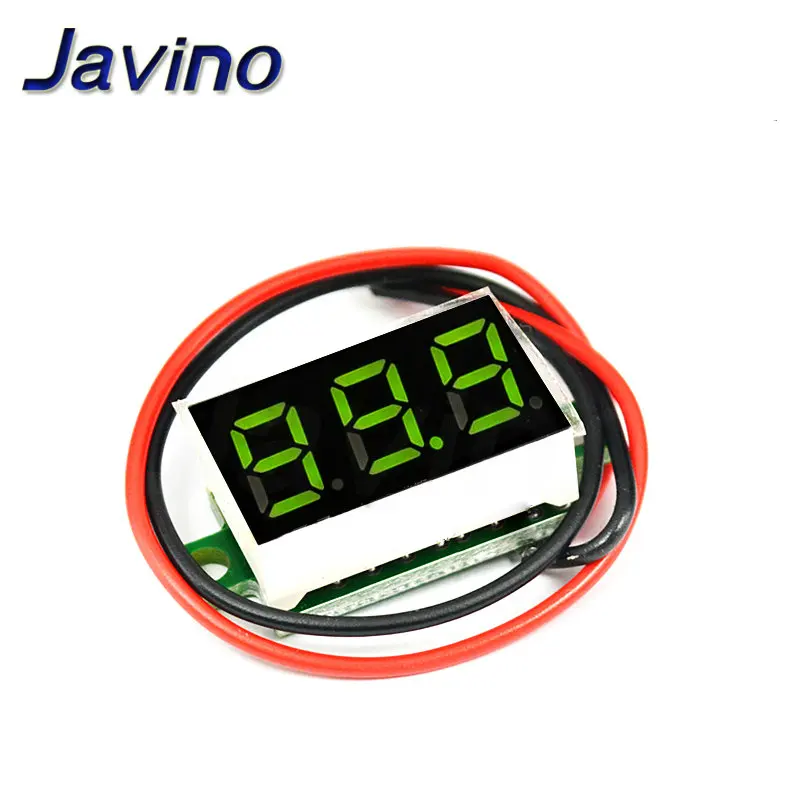 green display 0,36 дюйма 0,28 дюйма 2 провода 0-30 в/3 провода постоянного тока 0 В-100 в вольтметр цифровой измеритель Точность переменной Электрический индикатор количества - Цвет: green display