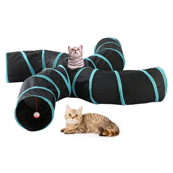 

Funny Pets Cat Four Channel Training Tunnel Cat Game Foldable Playing Hole Rabbit Kitten Toy Pet Supplies Polyester Fibre Tunnel
