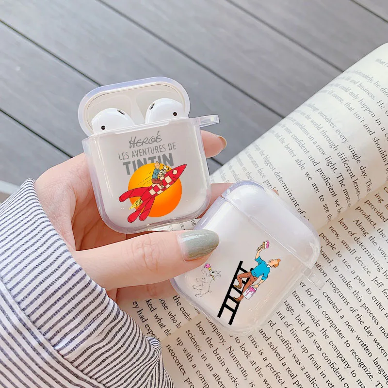 Модный чехол с героями мультфильмов Приключения Тинтин для Airpods 2 1 прозрачный