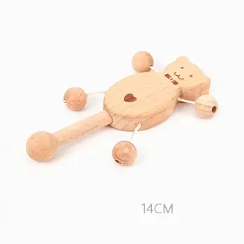 

No Paint Nursing Wooden Teether Wooden Rattles Baby Toys Puzzle Toys Newborn Toddler Infant Gift R9UE