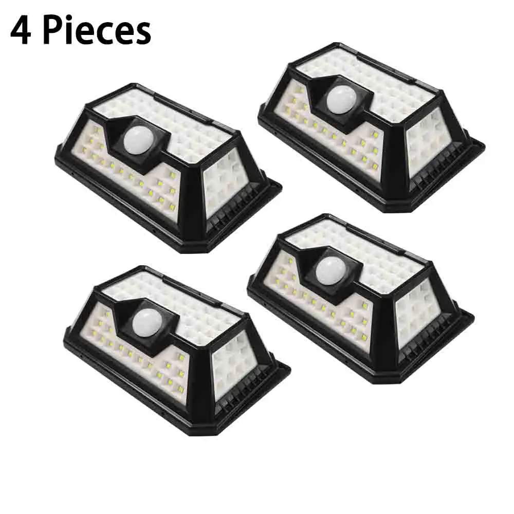 4 Pieces 1/2/4PCS 66SMD Solar LED Light Outdoor Motion Sensor Four-sides Lighting High Brightness Waterproof for Garden Garage - Испускаемый цвет: 4 Pieces