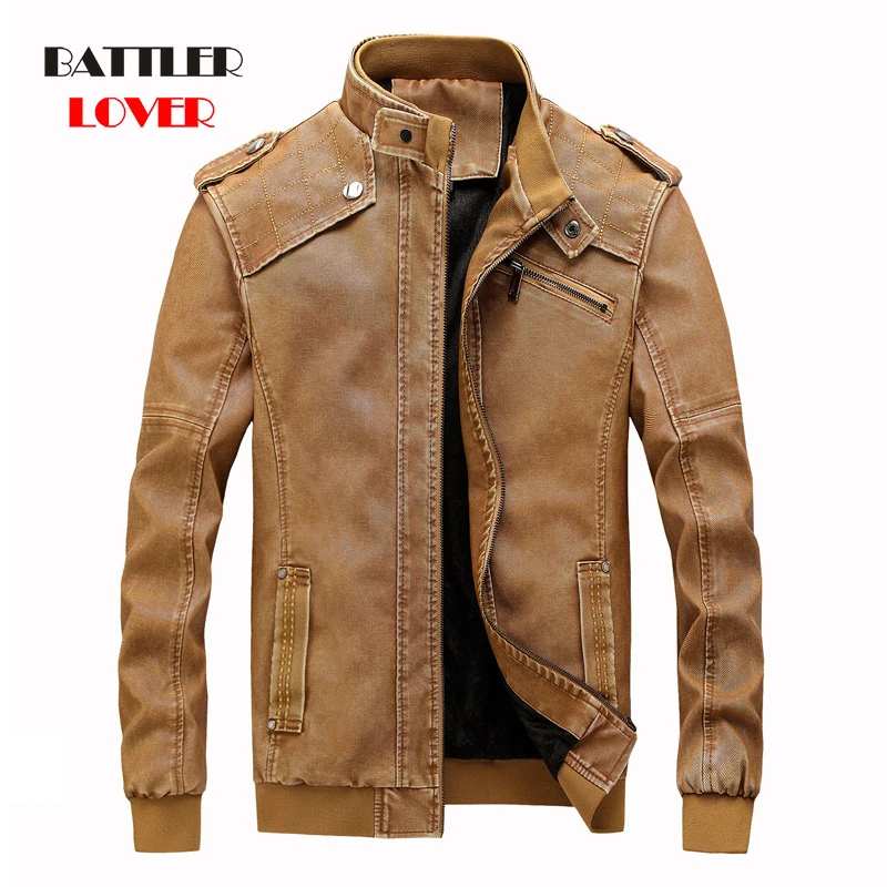 New Arrive Brand Motorcycle Leather Jacket Men Punk Biker Coats Jaqueta De Couro Masculina Male Pilot Rivet Winter Warm Clothes