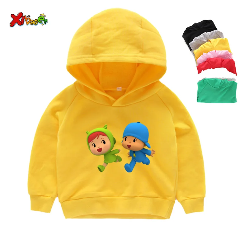 Pocoyo/Детские толстовки с капюшоном для мальчиков; милый свитер для девочек; детский топ с рисунком; пуловер с длинными рукавами; Весенний детский спортивный костюм - Цвет: Kids Hoodies