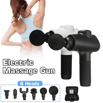 

Deep Massage Gun 3 Gears Muscle Tissue Massager Pain Relief Exercising Therapy Body Relax Slimming Shaping 6 Heads With Bag