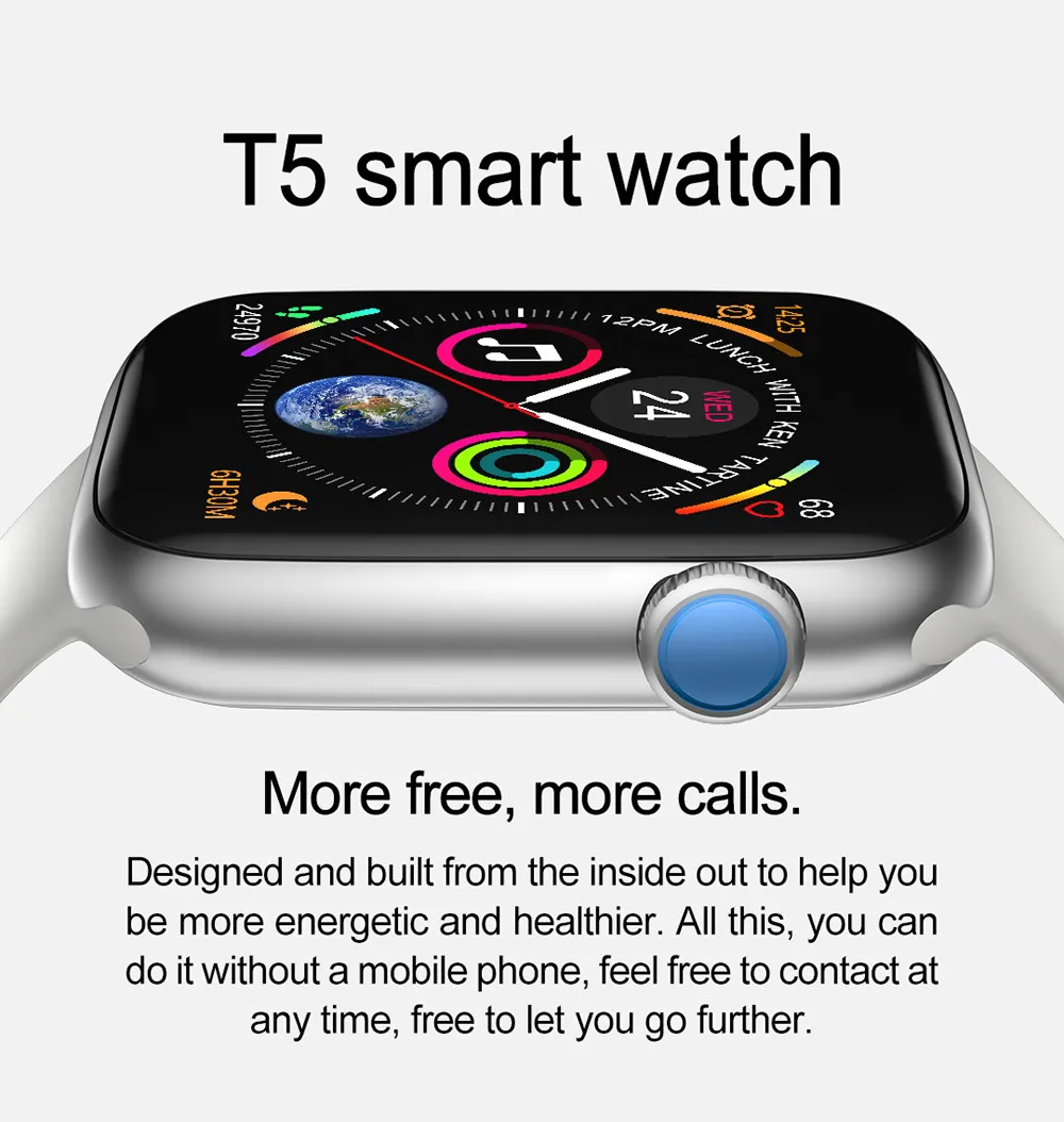 Новейшая модель T5, кровяное давление, умные часы 1,5", полноэкранные, для женщин и мужчин, серия 4 iw8, умные часы, спортивные часы для IOS Android