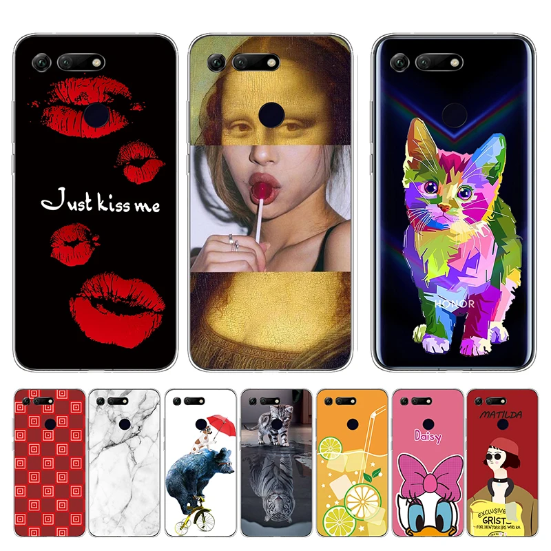 Silicone Phone Case for Huawei Honor V20 Coque Soft Creative Painted Cover View 20 Shells Bags Cute TPU |