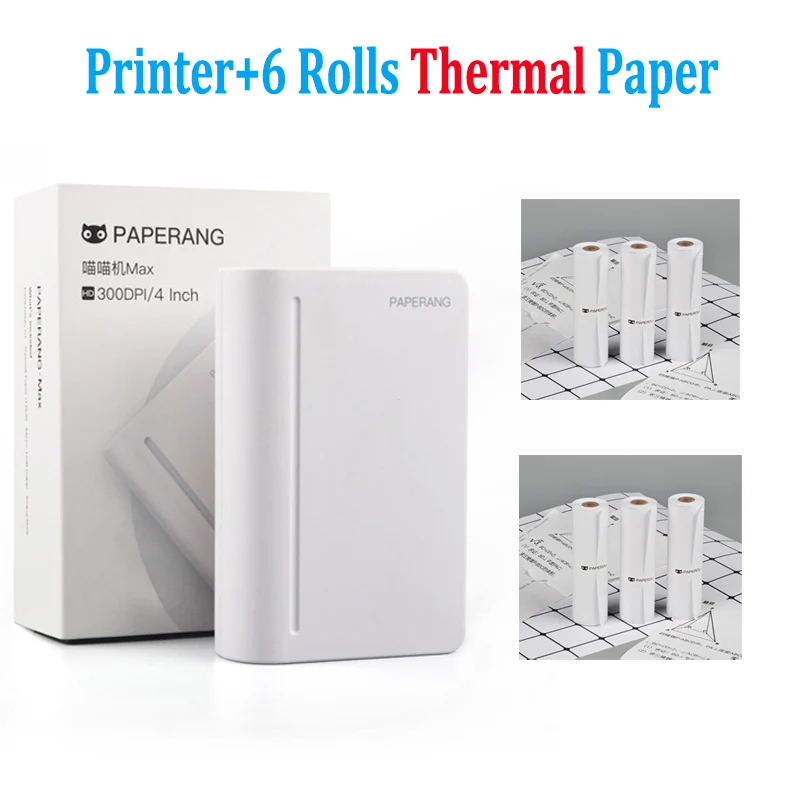 Paperang 112 мм Мини Карманный фотопринтер портативный термальный Bluetooth принтер для мобильного телефона Android iOS - Цвет: Printer 6 Rs Paper