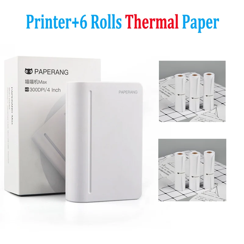 Printer 6 Rs Paper Paperang 112 мм Мини Карманный фотопринтер портативный термальный Bluetooth принтер для мобильного телефона Android iOS - Цвет: Printer 6 Rs Paper