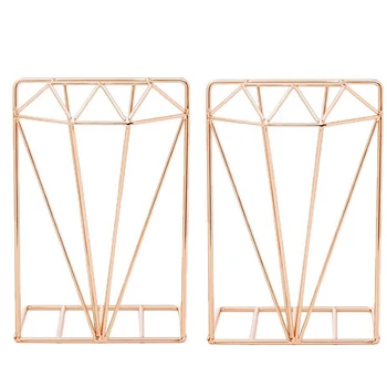 

2 Pack Metal Book Ends for Shelves Bookends Heavy Duty Decorative Book Support Non-Skid for Home Office Desk