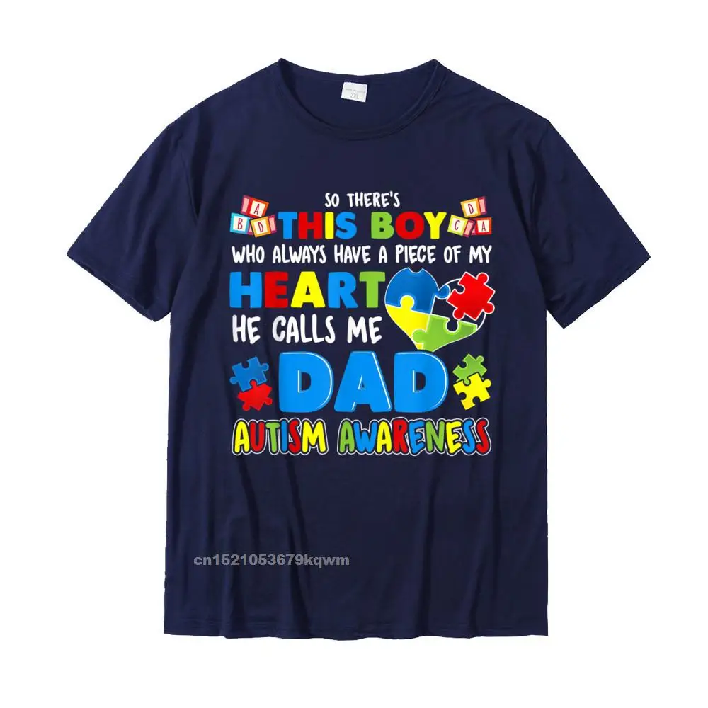 cosie Round Collar T-Shirt April FOOL DAY Tops Shirt Short Sleeve Family 100% Cotton Normal Tops Tees Print Men Dad Autism Awareness T-Shirt Special Fathers Gift__4921 navy