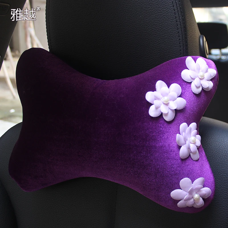 02 Cute Daisy Car Pillows Headrest Neck Waist Pillows Auto Car Styling Interior Decoration Accessories - Цвет: 02