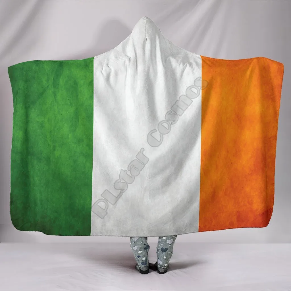 

Irish Flag 3D Printed Wearable Blanket Adults For Kids Various Types Hooded Blanket Fleece blanket 02