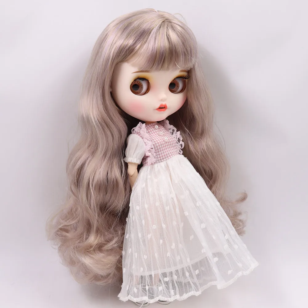 Ледяной обнаженный Blyth кукла No. BL1049/3227 блонд микс фиолетовые волосы резные губы пупырчатая рот матовая Подгонянная лицо соединение тело 1/6 bjd