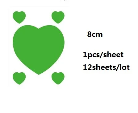 12Sheets-Green-8cm Наклейка в форме сердца s этикетки для печати LOVE стикер s Скрапбукинг для упаковки Свадебные украшения стикер для канцелярских товаров наклейка на большой палец - Цвет: 12Sheets-Green-8cm
