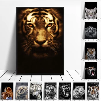 

Wild Animal African Art Picture Printed Tiger Canvas Paitnings Nordic Scandinavian Black White Posters and Prints Wall Art Decor