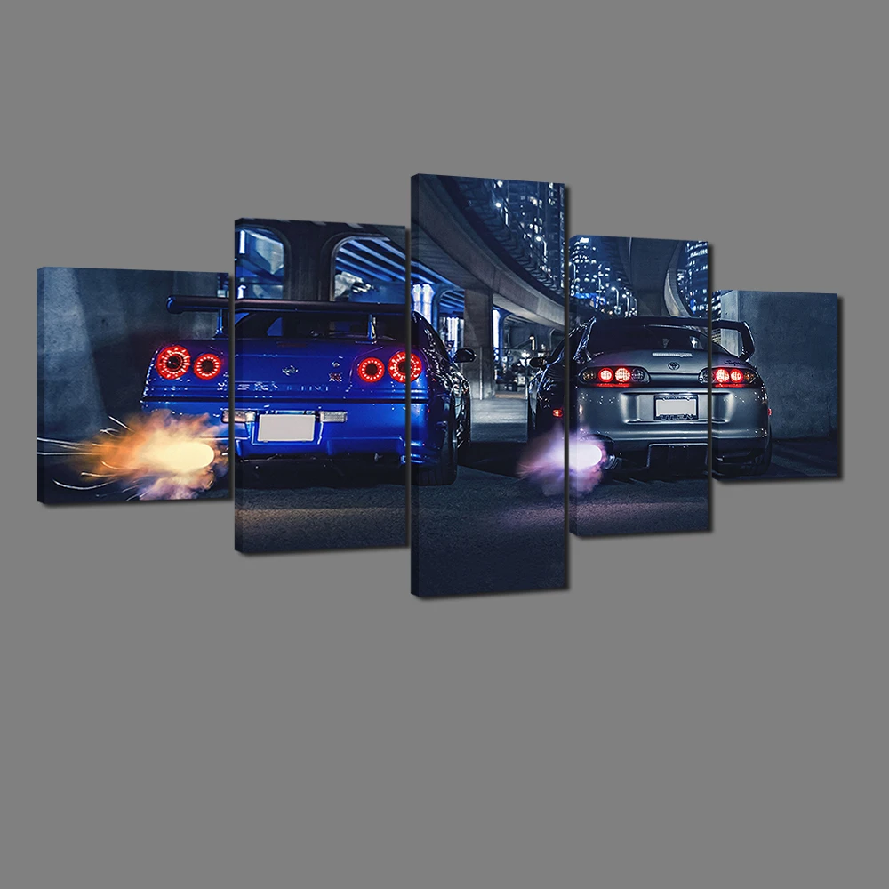 Модульная Картина на холсте HD-принты технология голубой гоночный автомобиль