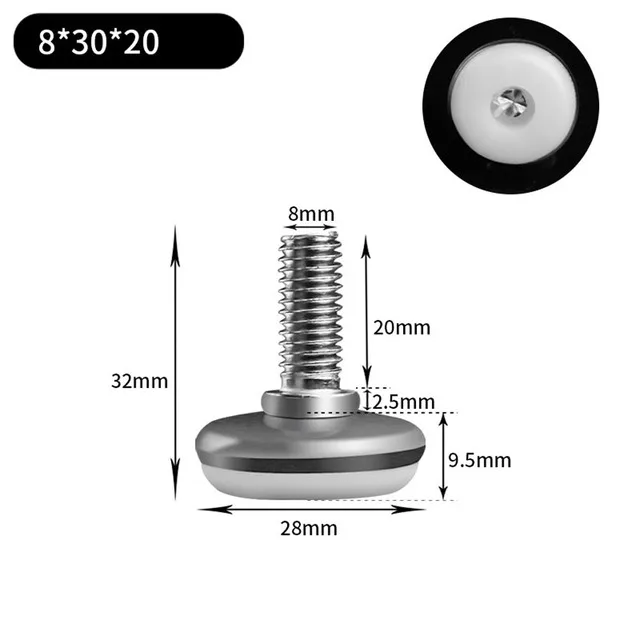 2/4/8Pcs Metal Furniture Legs Anti-slip Base Coffee Table Cabinet Leg Pad M6 M8 M10 Adjustable Leveling Feet Leveler 15mm-40mm 30mm  M8x20mm