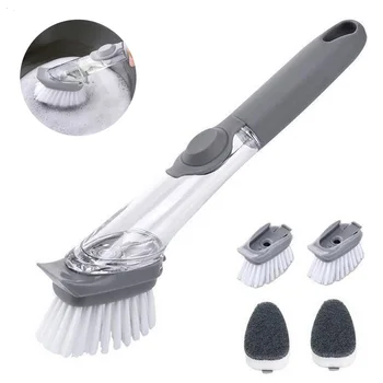 

Automatic Kitchen Cleaning Brush Scrubber Dish Bowl Washing Sponge Automatic Liquid Dispenser Kitchen Pot Cleaner Tool