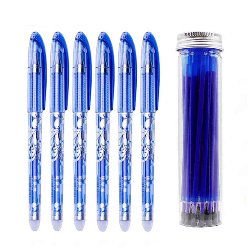 Lote de bolígrafos de gel borrables con recambio, set de 27 bolígrafos de 0.5mm con recambios de tinta azul para la escuela