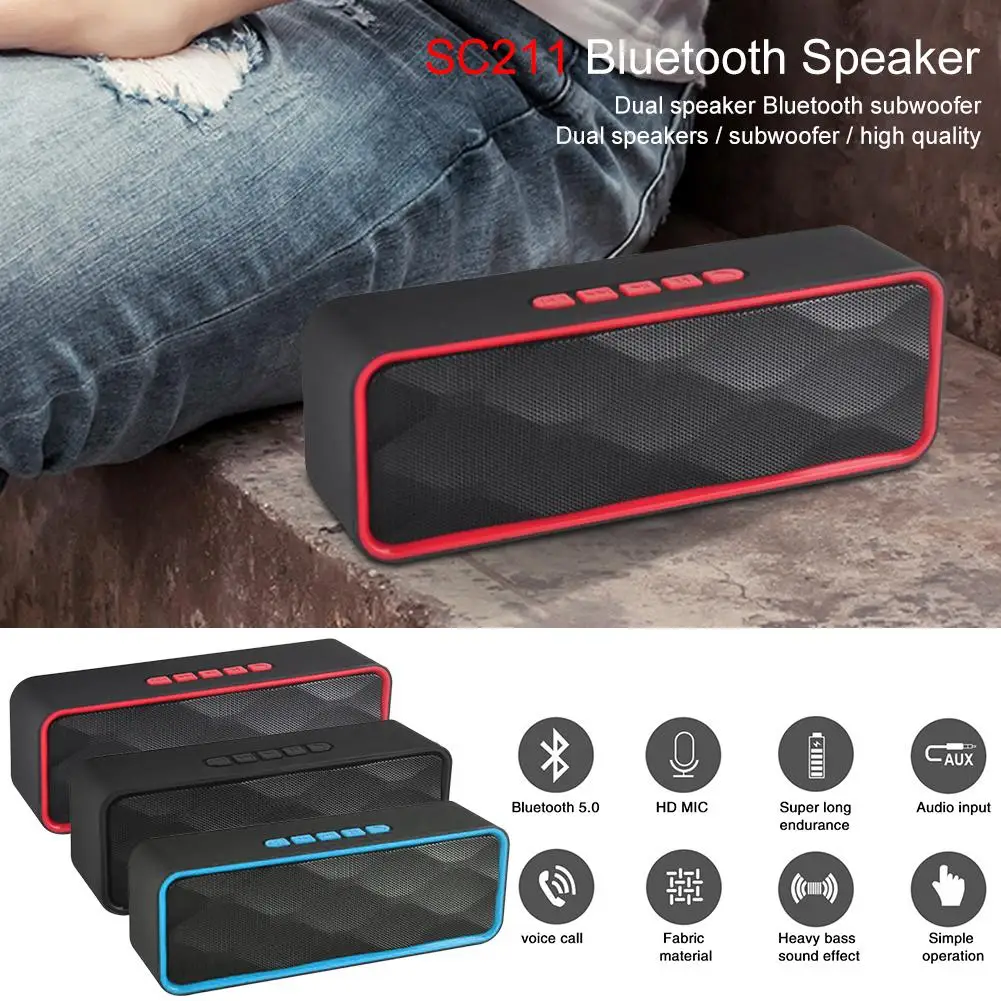 Портативный Bluetooth 5,0 динамик Мультимедиа USB Сабвуфер автомобильный беспроводной стерео динамик поддержка для мобильного телефона открытый динамик