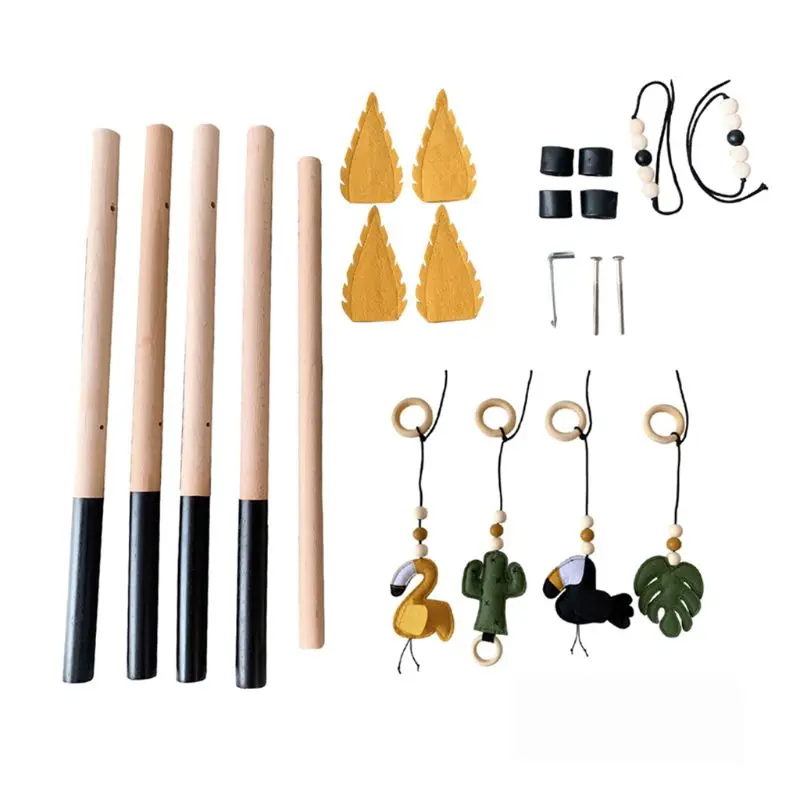 1Set Nordic Style Baby Gym Play Nursery Sensory Ring-pull Toy Wooden Frame Infant Room Toddler Clothes Rack Gift Kids Room Decor