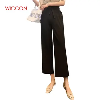 

Female Wide Leg Pants Summer 2020 New Casual High Waist Was Thin Loose Loose Straight Straight Nine Points Flower Pants