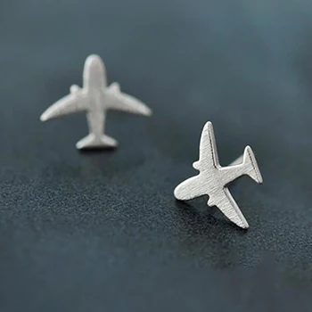 

Exquisite Aircraft Airplane Plane Stud Earrings 925 Sterling Silver Cute Earrings For Women Jewelry Birthday Gift S-E127