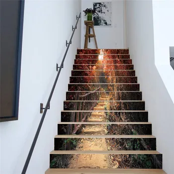 

13pieces/set 100*18cm 3D Pattern Self-adhesive Stair Sticker Floor Wall Sticker Waterproof PVC DIY Home Decor Wallpaper Mura