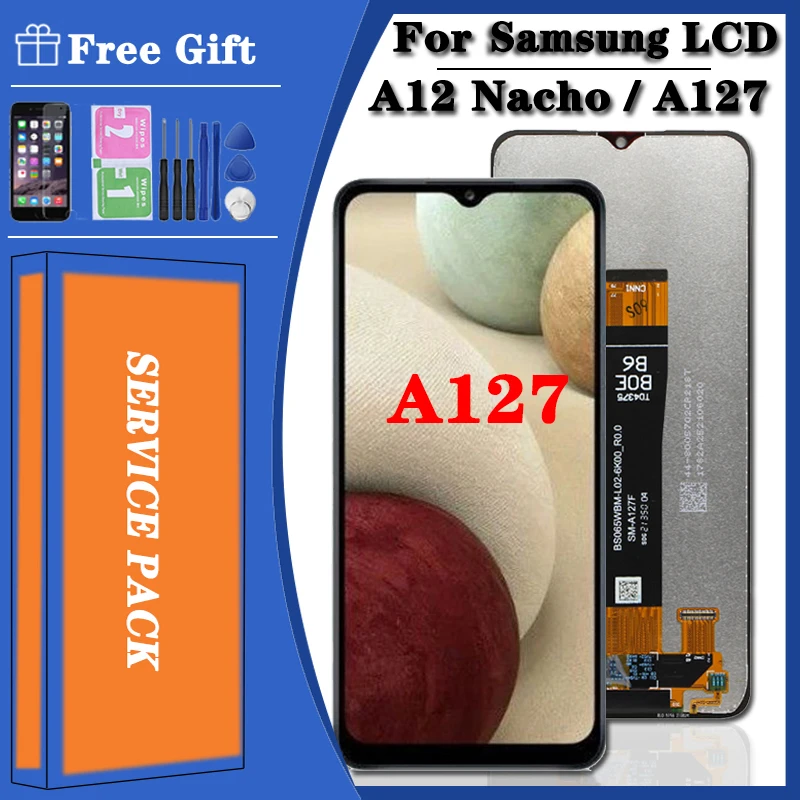 6 5 'Оригинальный ЖК-дисплей для Samsung Galaxy A12 Nacho LCD A127F A127M A127U сенсорный экран