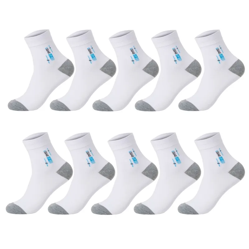 10pair white Новые осенние-зимние мужские модные хлопковые толстые носки лучшего качества Деловые повседневные рабочие носки 20 шт = 10 пара/лот SIZE39-44 - Цвет: 10pair white