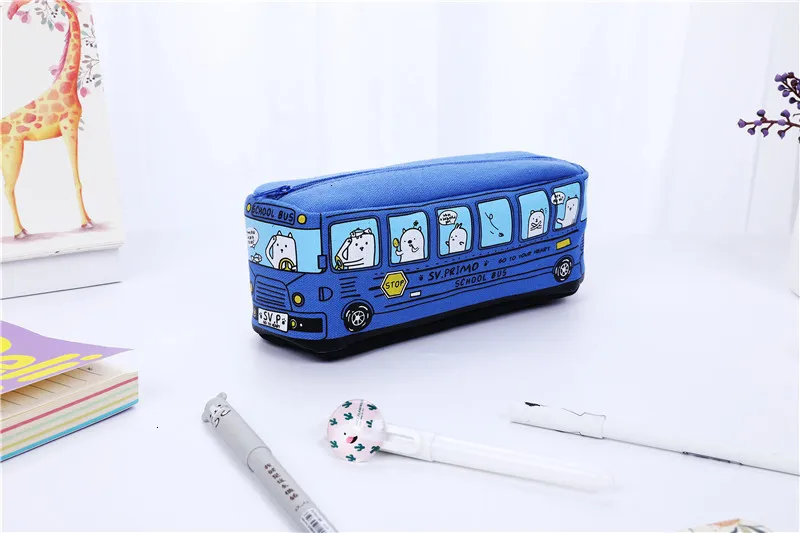 Школьный автобус милый школьный чехол для ручек, тканевый пенал etui a crayons cuir пенал для карандашей, стильный чехол для карандашей, школьная сумка 04972