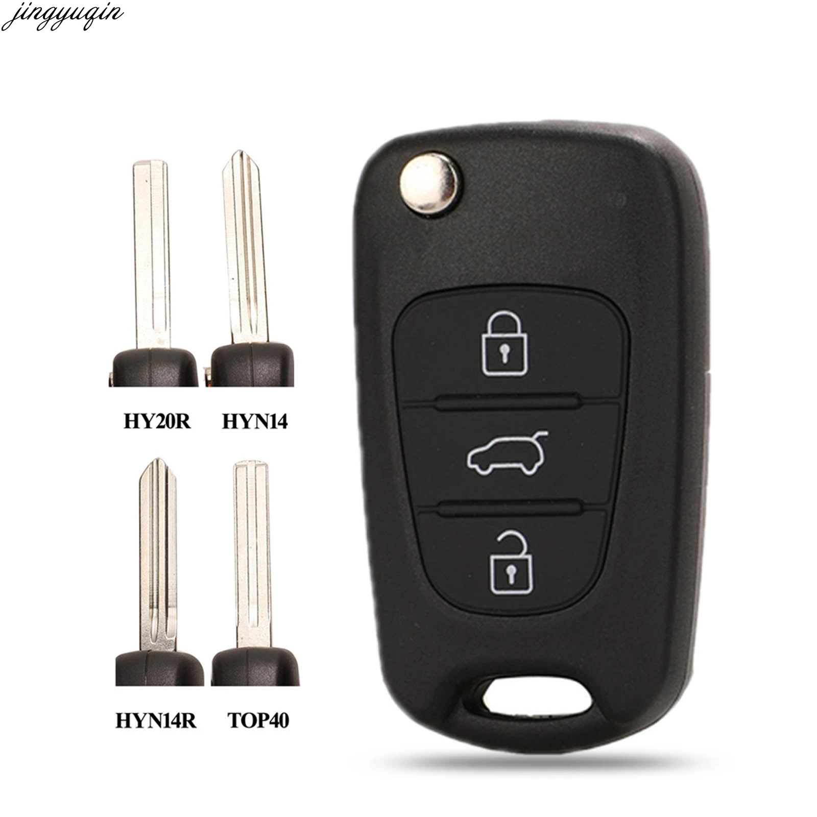 Jingyuqin Flip Remote Car Key Shell For HYUNDAI Accent I20 I30 IX35 Kia Ceed Cerato K2 K3 K5 Picanto Rio 3 Solaris Sportage Soul