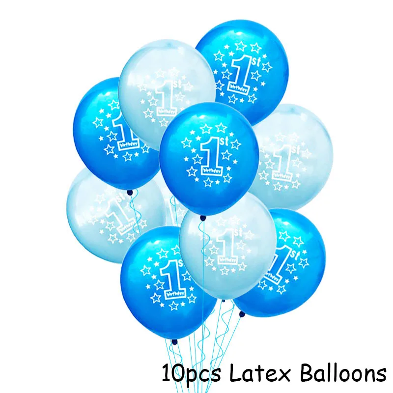 10pcs Balloons Set 1 год, воздушные шары на день рождения для малышей, украшения на день рождения, для детей 1 год, на день рождения, на 1 год, для мальчиков, Детские воздушные шары, вечерние принадлежности - Цвет: 10pcs Balloons Set