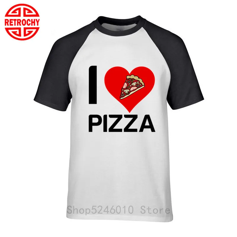 Футболка с надписью I love heart для мужчин забавная одежда рисунком пиццы фаст-фуд