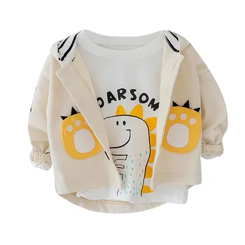 

Boys Jacket Coat Spring Autumn Children's Jacket Baby Clothes Cartoon Dinosaur Pattern Hooded Jacket Tops Outwear Kids Clothes