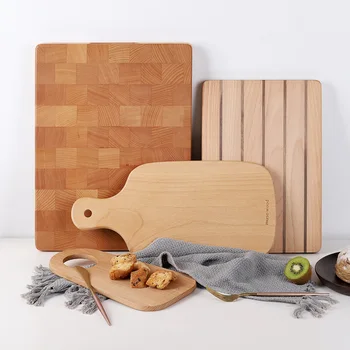 

Musowood Beech Chopping Blocks Kitchen Wood Food Plate Wooden Pizza Sushi Bread Whole Tray Cutting Board No Paint