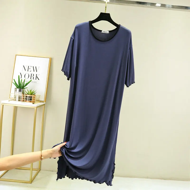 Fdfklak Loose Plus Size Sleepwear Women Nightgowns Modal Cotton Comfortable Shirt Night Dress Short Sleeve Summer Long Dresses