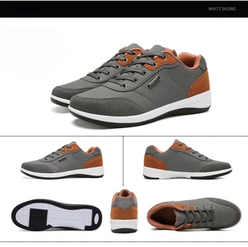 

2020Men Casual Sneakers PU Leather Running Shoes Fashion Lace Up Business Casual Shoes Male Outdoor Walking Jogging Sports Shoes