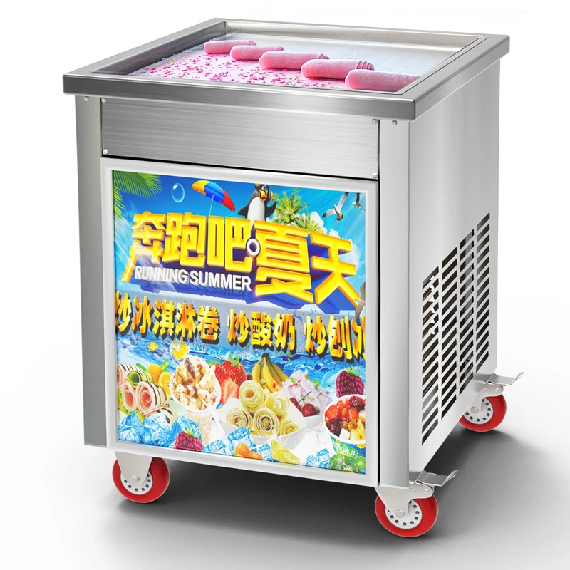 

110V/220V Electric Fried Yogurt Machine Commercial Thailand Fry Ice Cream Pan Ice Cream Roll Equipment 2100W