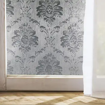

Damascus Pattern Glass Film Static Cling Privacy Protection PVC Frosted Opaque Multi-Size Window Door Cabiet Table Decoration
