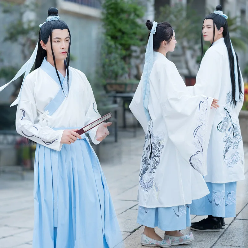 Вышивка танцевальные костюмы Hanfu для женщин и мужчин китайский праздничный наряд народное платье феи певцы рейв представление одежда DC3433
